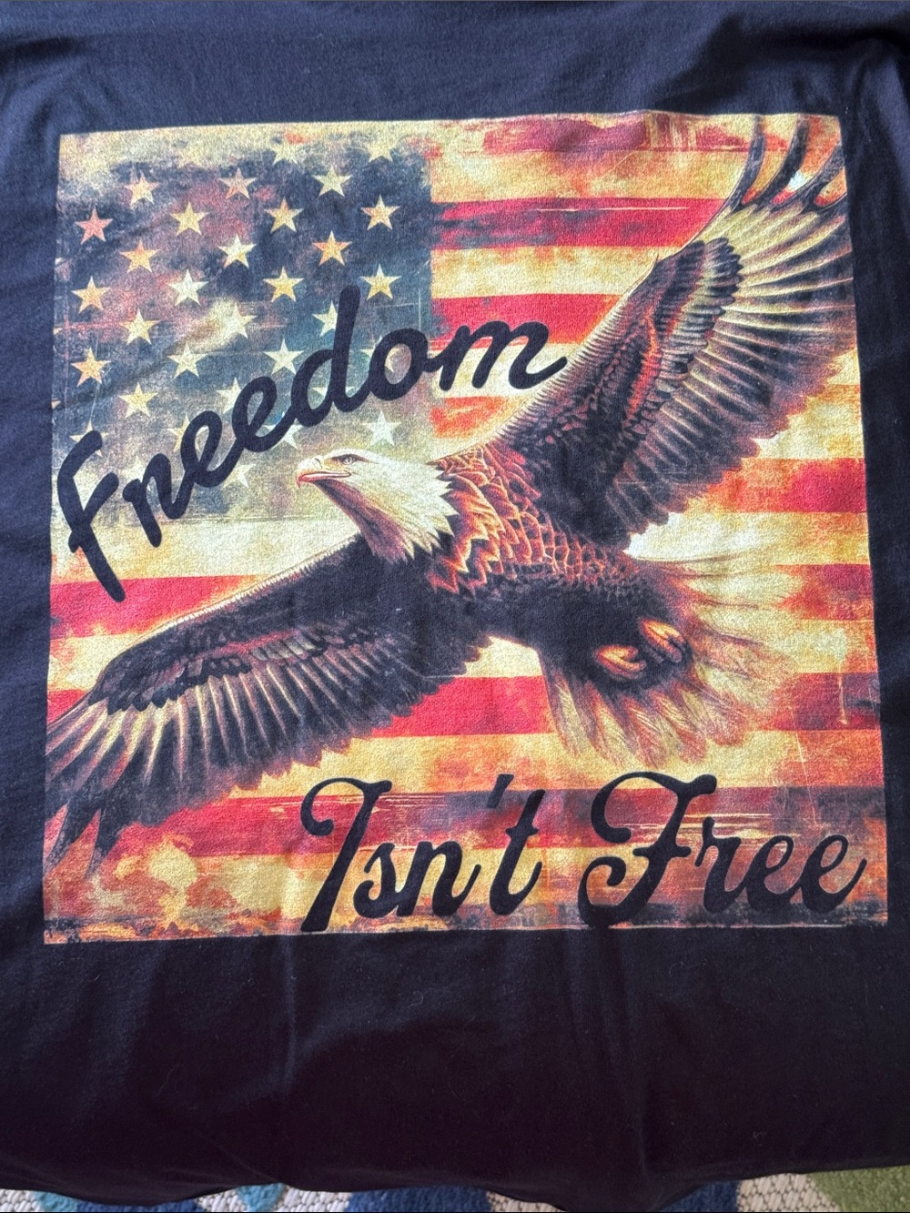 NWOT Next Level Apparel Black Patriotic Flag Eagle Tee